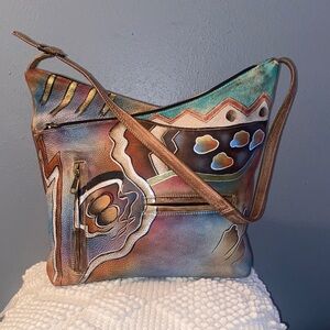 Anuschka Handpainted  Leather Shoulder Bag
